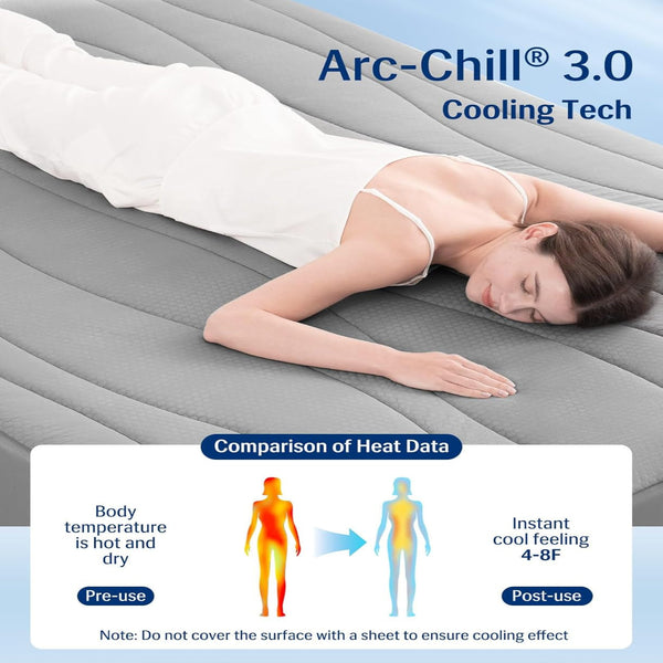 Cooling Mattress Pad Full, Upgraded Arc-Chill 3.0 + PCM Cooling, Stay Cool All Night, Breathable & Soft, Deep Pocket 18", Washable Mattress Protector for Hot Sleepers, Gray