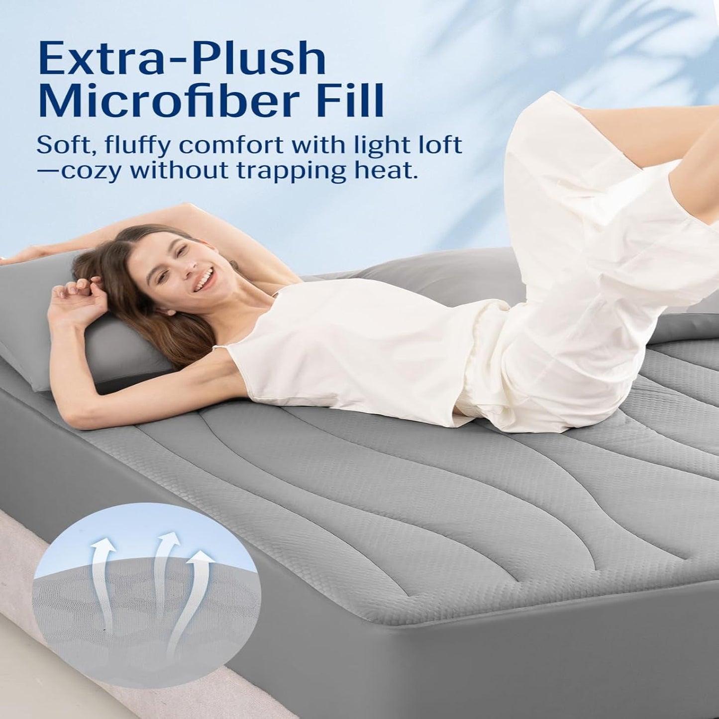 Cooling Mattress Pad Full, Upgraded Arc-Chill 3.0 + PCM Cooling, Stay Cool All Night, Breathable & Soft, Deep Pocket 18", Washable Mattress Protector for Hot Sleepers, Gray