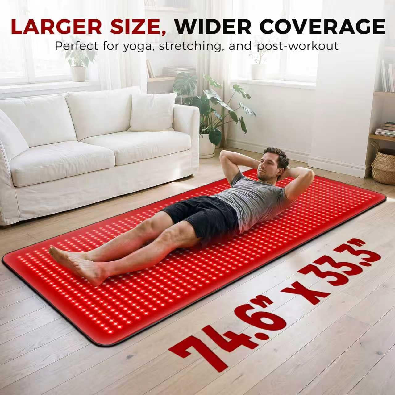 Full Body Red Light Therapy Mat, 2In1 Leds (660Nm& 850Nm) Red Light Therapy Blanket, 76.8” X 33.4” Premium Material, Adjustable Timer & Intensity