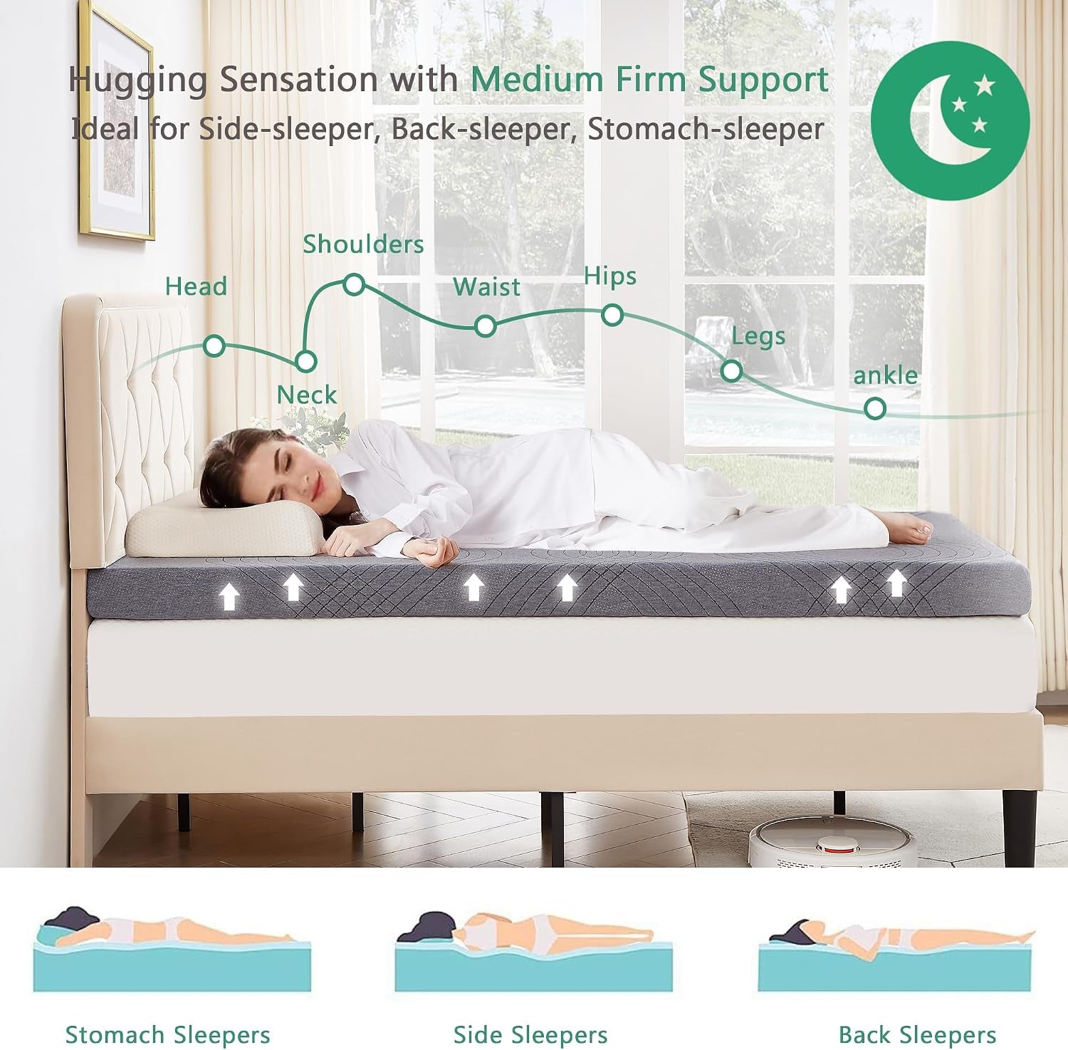 Gel Infused Memory Foam Mattress Topper Twin Size, 4 Inch Fresh Cooling Mattress Pad with Washable Cover for Twin Mattress, Pain Pressure Relieve Bed Topper, Breathable, Comfort