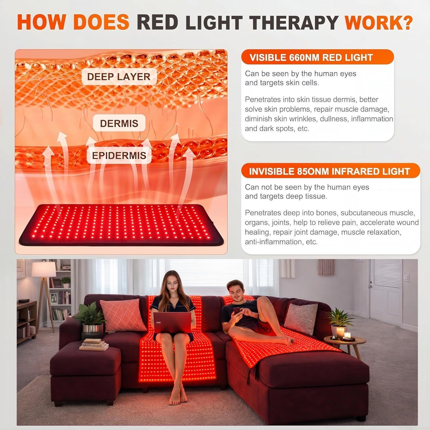 2026 Upgraded All-In-One Red Light Therapy Mat Full Body, FSA&HSA Eligible,75” X 35” Medical-Grade TPU Red Light Blanket with 2600 Dual-Wavelength Leds (660Nm Red & 850Nm NIR) for Pain Relief
