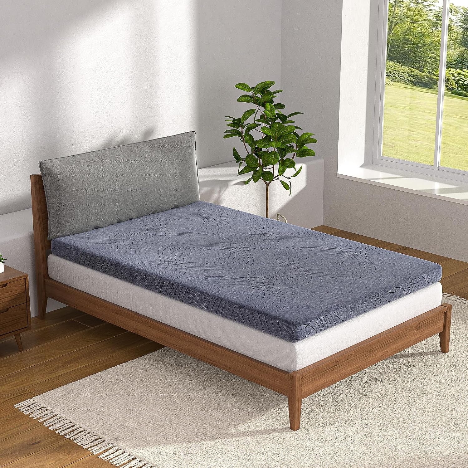 Gel Infused Memory Foam Mattress Topper Twin Size, 4 Inch Fresh Cooling Mattress Pad with Washable Cover for Twin Mattress, Pain Pressure Relieve Bed Topper, Breathable, Comfort