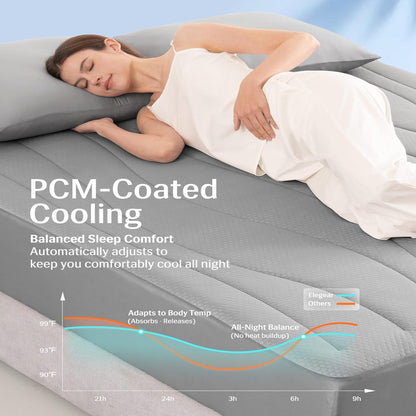 Cooling Mattress Pad Full, Upgraded Arc-Chill 3.0 + PCM Cooling, Stay Cool All Night, Breathable & Soft, Deep Pocket 18", Washable Mattress Protector for Hot Sleepers, Gray