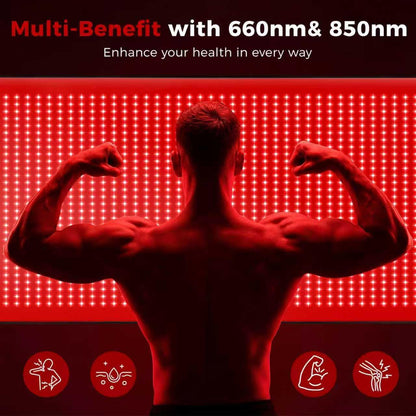 Full Body Red Light Therapy Mat, 2In1 Leds (660Nm& 850Nm) Red Light Therapy Blanket, 76.8” X 33.4” Premium Material, Adjustable Timer & Intensity
